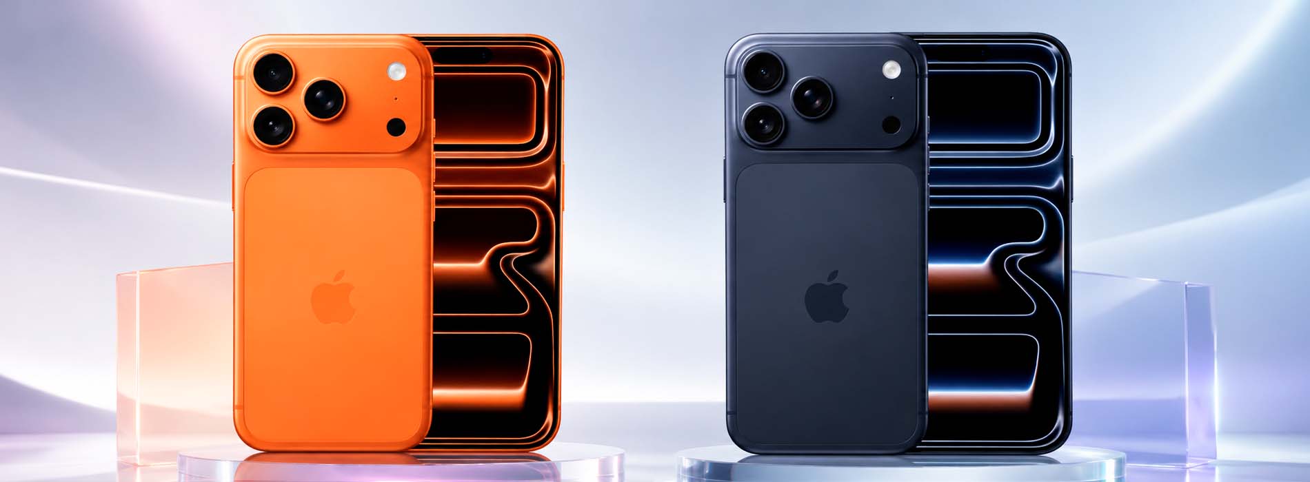 iPhone 17 Pro и iPhone 17 Pro Max в руке для сравнения размера
