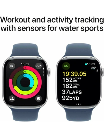 Умные часы Apple Watch S10 46 мм, Silver Aluminium, Denim Sport Band - S/M