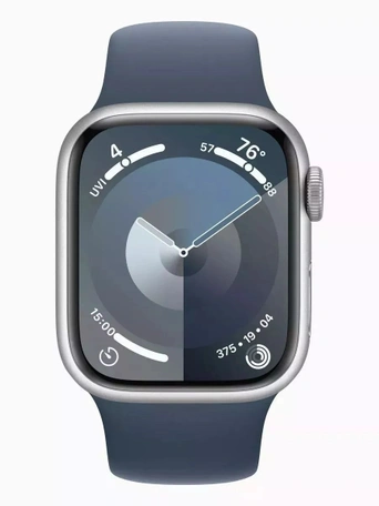 Умные часы Apple Watch Series 9 41 мм Aluminium Case GPS, Silver/Storm Blue Sport B M/L