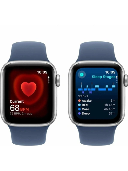 Умные часы Apple Watch SE 2024 GPS 44 мм Silver Aluminium Case with Denim Sport Band - M/L