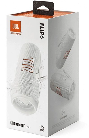 Портативная акустика JBL Flip 6, 30 Вт, белый