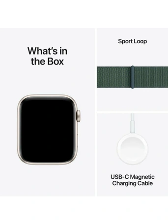 Умные часы Apple Watch SE 2024 GPS 44 мм Starlight Aluminium Case with Lake Green Sport Loop