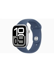 Умные часы Apple Watch S10 46 мм, Silver Aluminium, Denim Sport Band - S/M