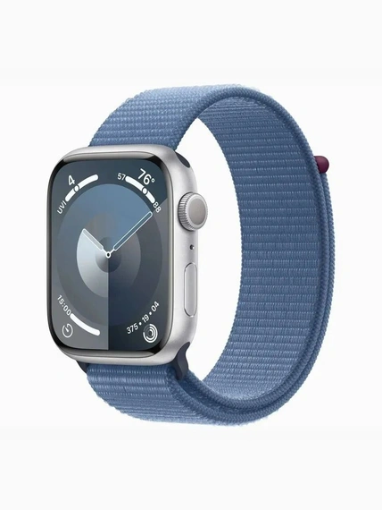 Умные часы Apple Watch Series 9 45 мм Aluminium Case GPS, Silver/Winter Blue Sport L