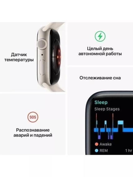 Умные часы Apple Watch Series 9 41 мм Aluminium Case GPS, midnight Sport B S/M