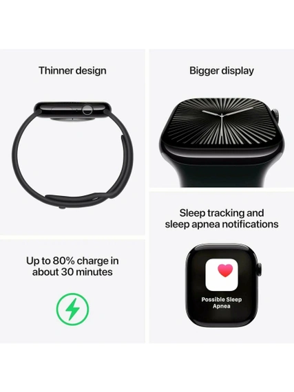 Умные часы Apple Watch S10 42 мм, Jet Black Aluminium, Black Sport Band - M/L